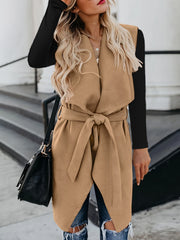 Waterfall Collar Sleeveless Bodycon Vest