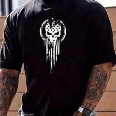 Skull Letter Print Men's Graphic Crew Neck T shirt