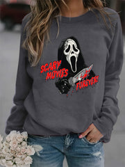 Scary Movies Print Crew Neck Sweatshirt