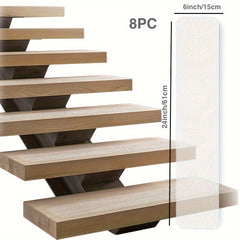 8pcs 6'' X 32'' Non Slip Stair Treads Pre Cut Transparent Strips