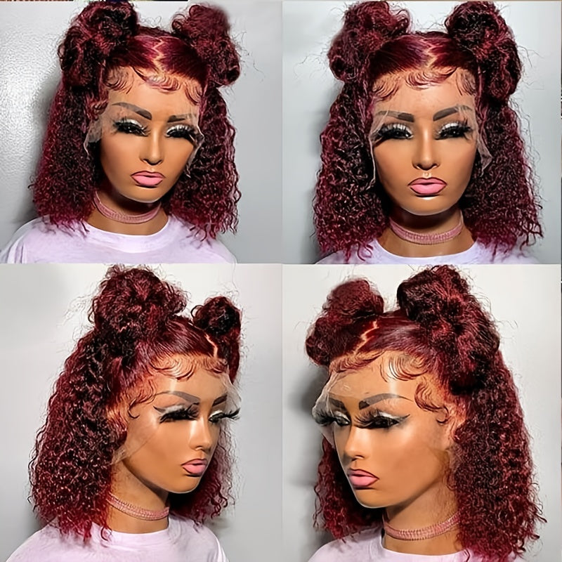 Burgundy Lace Front Wig 180 Density 99J Bob Wig Human Hair 13x4