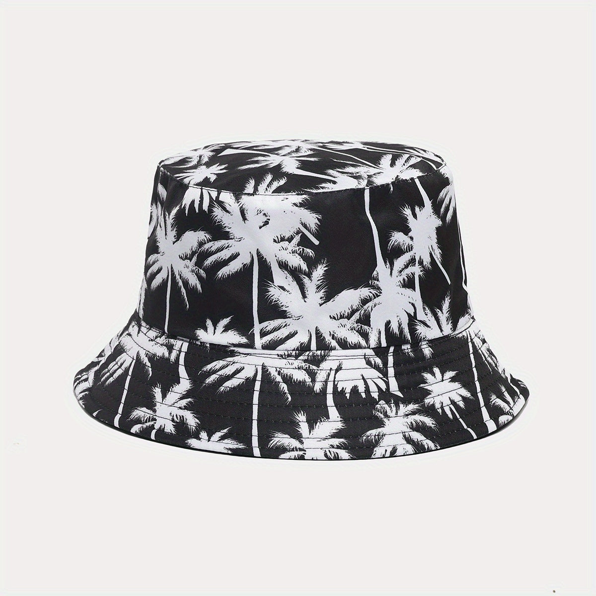 Coconut Tree Print Reversible Bucket Hat for Summer Beach Vacation