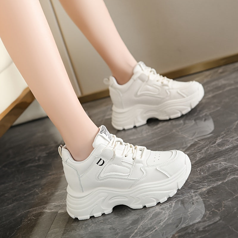 Lace up Running Shoes Height Increase Casual Sneakers Non slip Sports Sneakers