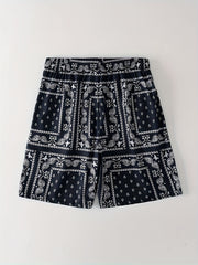 Men's Paisley Print Drawstring Waist Shorts