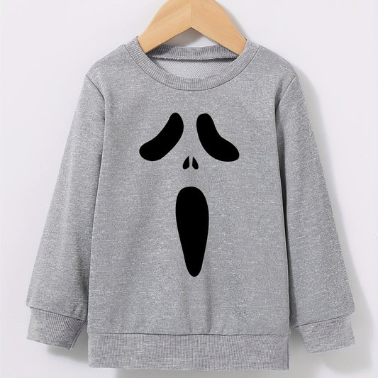 Boys Ghost Face Print Sweatshirt Crew Neck Pullover