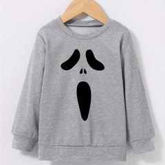 Boys Ghost Face Print Sweatshirt Crew Neck Pullover