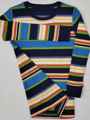Boys 2pcs Pajamas Set Long Sleeve Top & Pants Stripe Print Comfortable Homewear