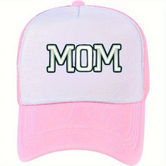 Mom Printed Trucker Hat Casual Mesh Baseball Cap Adjustable Sunscreen Dad Hats