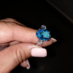 Large Oval Zircon Women's Ring Banquet Party Accessories