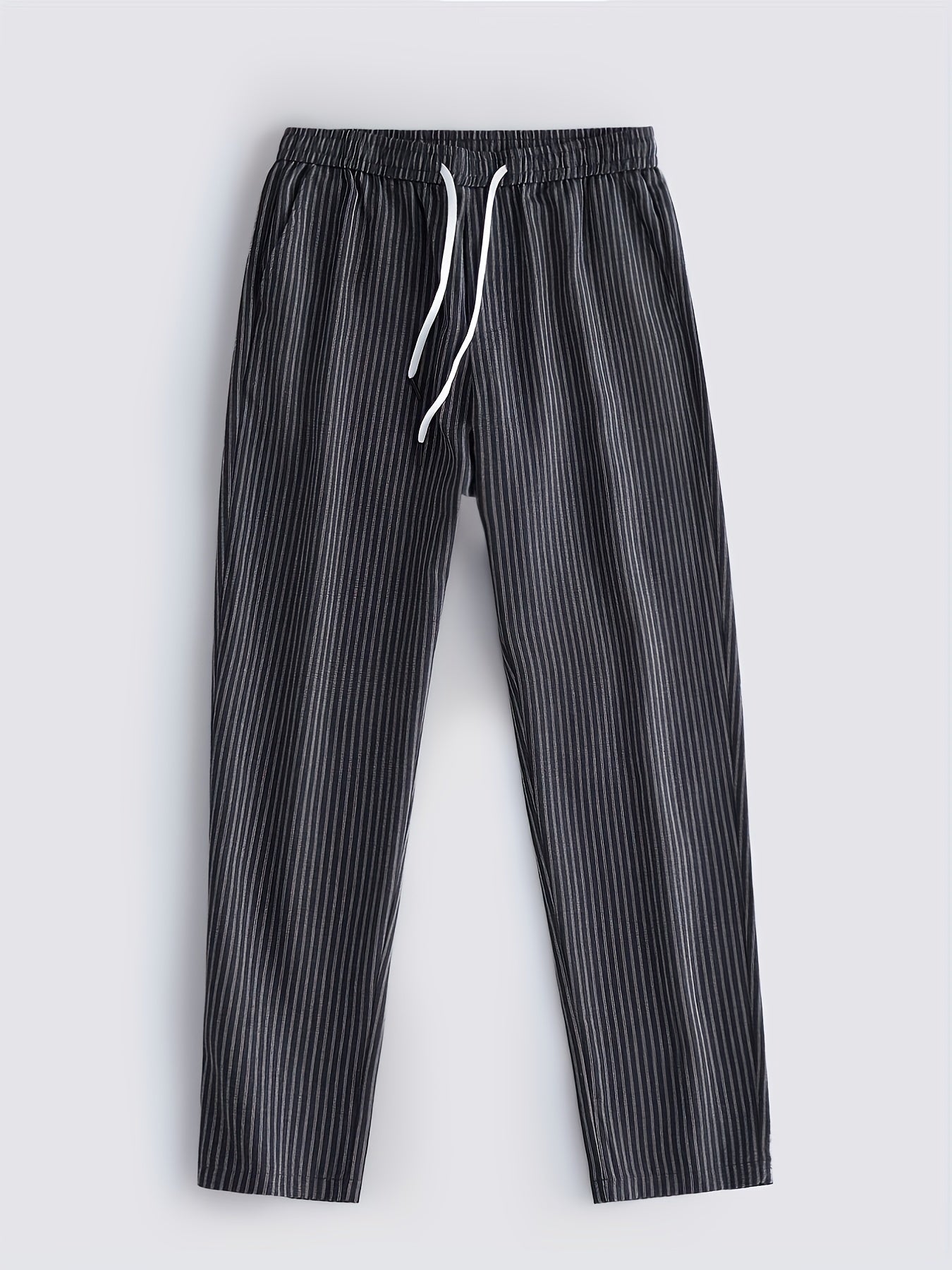 Loose Fit Striped Sweatpants Men's Drawstring Casual Pants