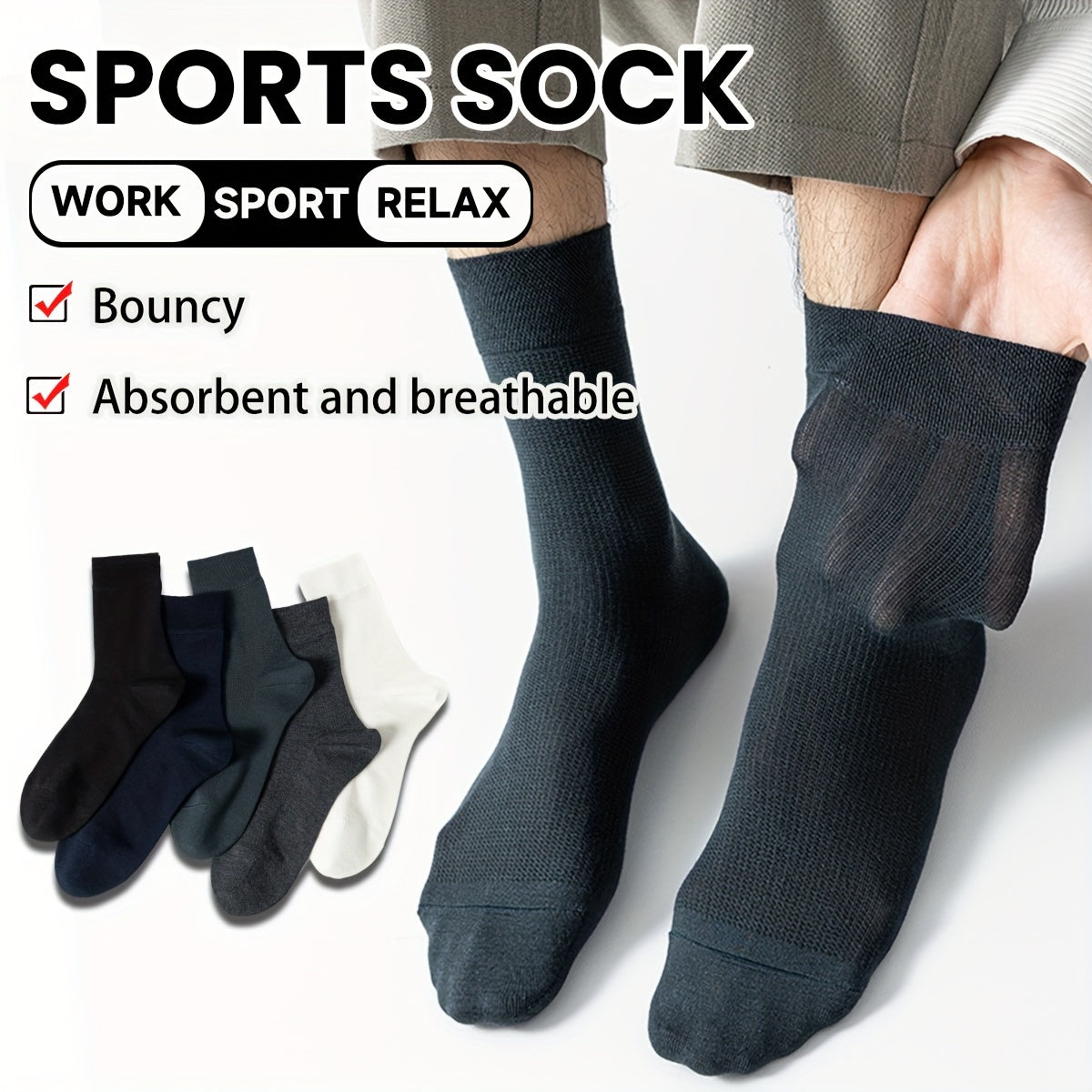 Men's Crew Socks Dress Socks Soft Cushion Running Hiking Socks