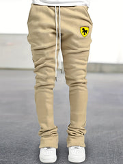 Men's Drawstring Bell bottom Pants Horse Pattern Slim Pants
