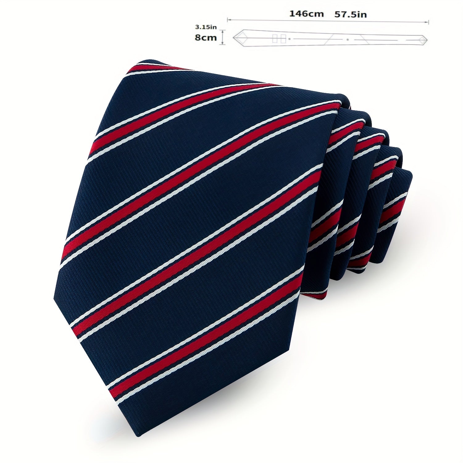 Men's Striped 15in Tie Dark Earth Yellow Wine Red