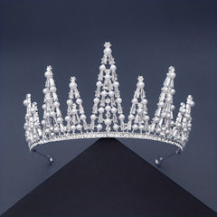 Baroque Faux Pearl Crown Birthday Crystal Crown Wedding Tiara