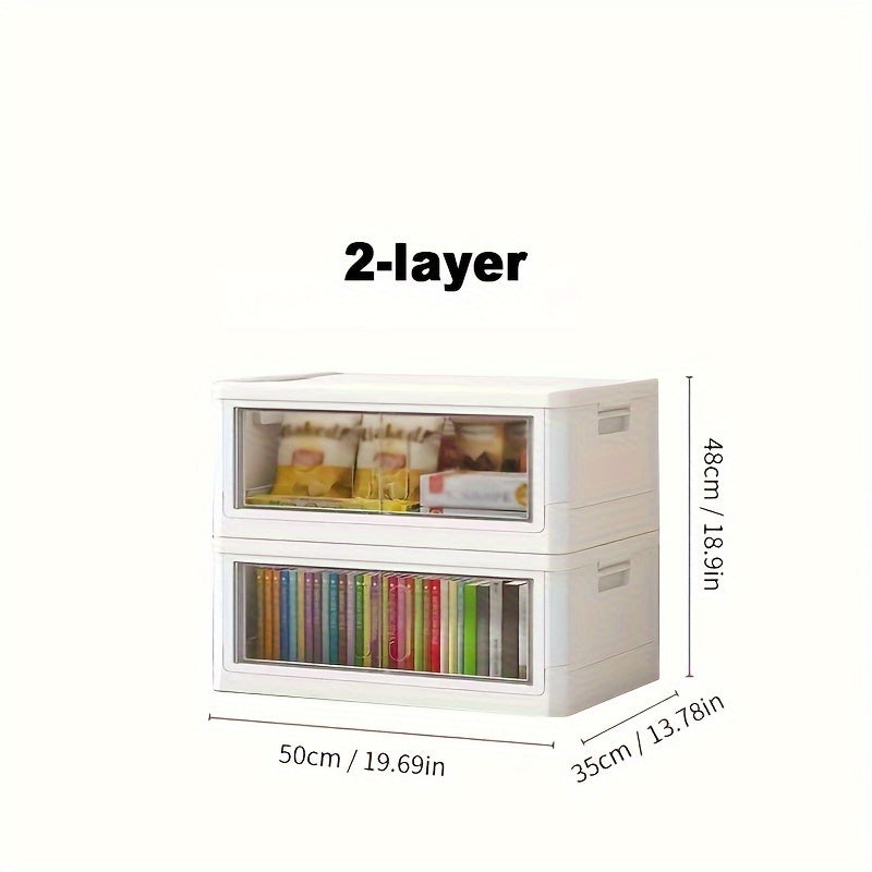 Stackable Storage Box Wheels Doors Plastic Containers Room Decor Home