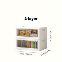 Stackable Storage Box Wheels Doors Plastic Containers Room Decor Home