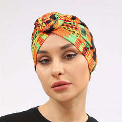 Geometric Plaid Print Turban Colorful Head Scarf Women Casual Ramadan Head Wrap