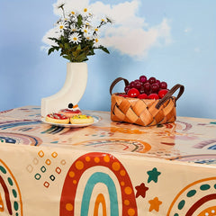 2pcs Rainbow Tablecloth Bohemian Cloud Rectangle Plastic Table Cover