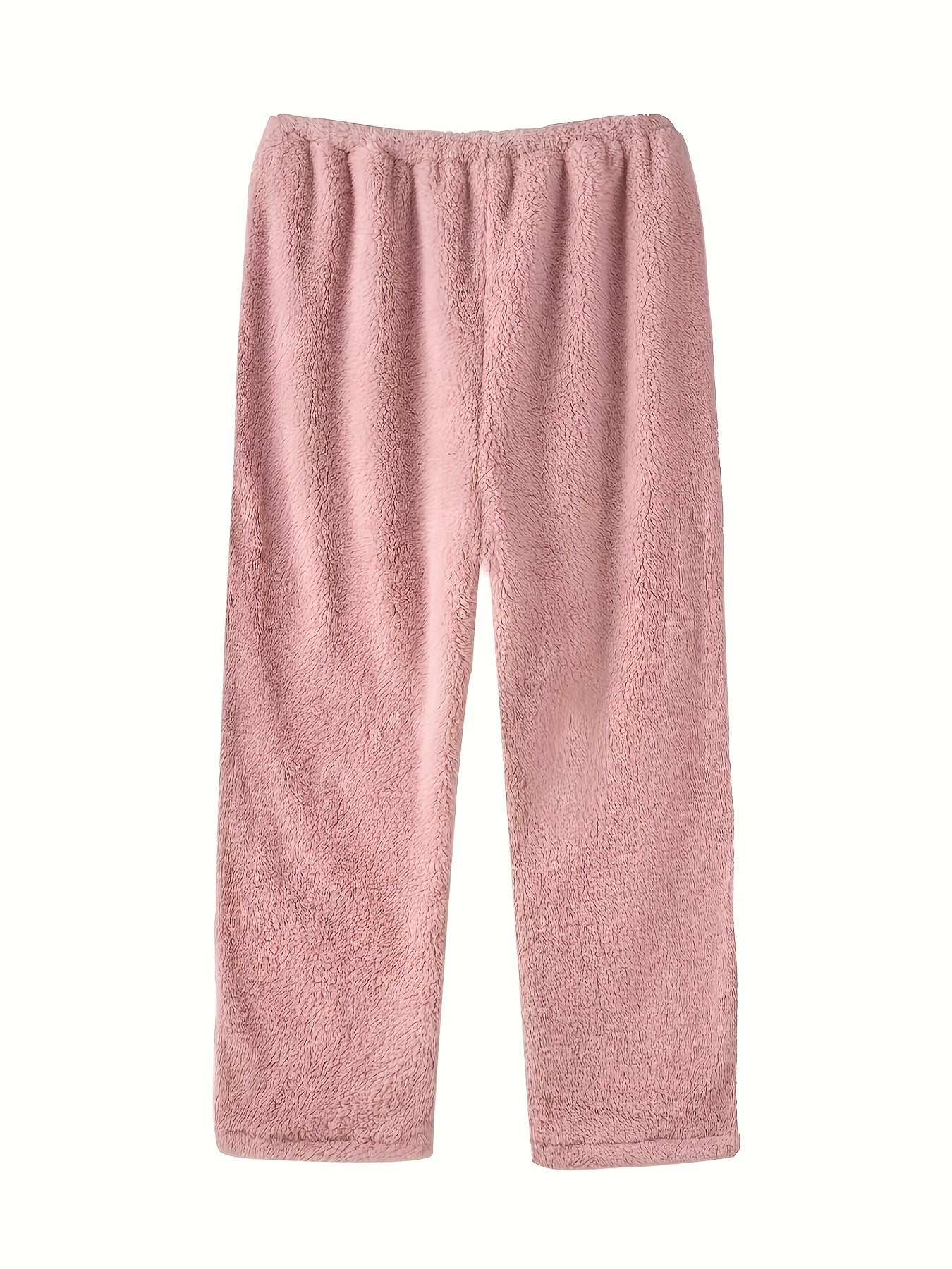Solid Fleece Lined Warm Fluffy Home Wear Pants
