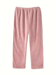 Solid Fleece Lined Warm Fluffy Home Wear Pants