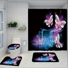 Colorful Butterflies Bathroom Shower Curtain Set