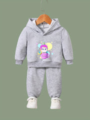 Girls Unicorn Pattern Hoodie Sweatshirt & Solid Sweatpants Set