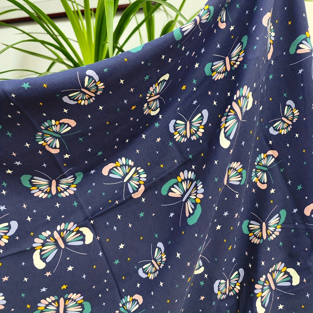 1pc Butterfly Pattern Silk Fabric Diy Clothes Pants Dress Quilt Cover Sewing 1yd