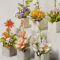 Orchid Plant Building Blocks Set - Adult & Kids Flower Pot Brick Kit