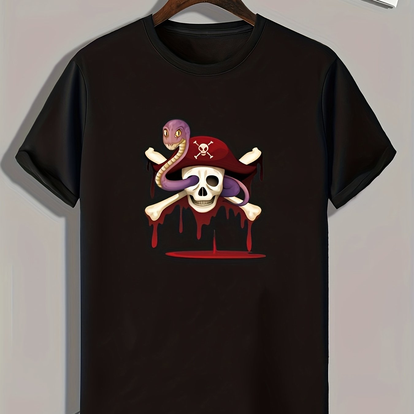 Pirate Skull Print Men's Sports T-shirt for Fitness