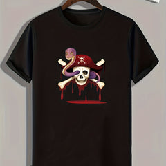 Pirate Skull Print Men's Sports T-shirt for Fitness