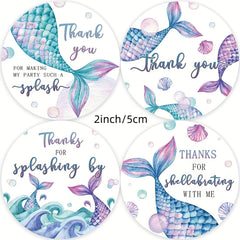100pcs Mermaid Birthday Party Stickers Undersea Decoration Gift Thank you