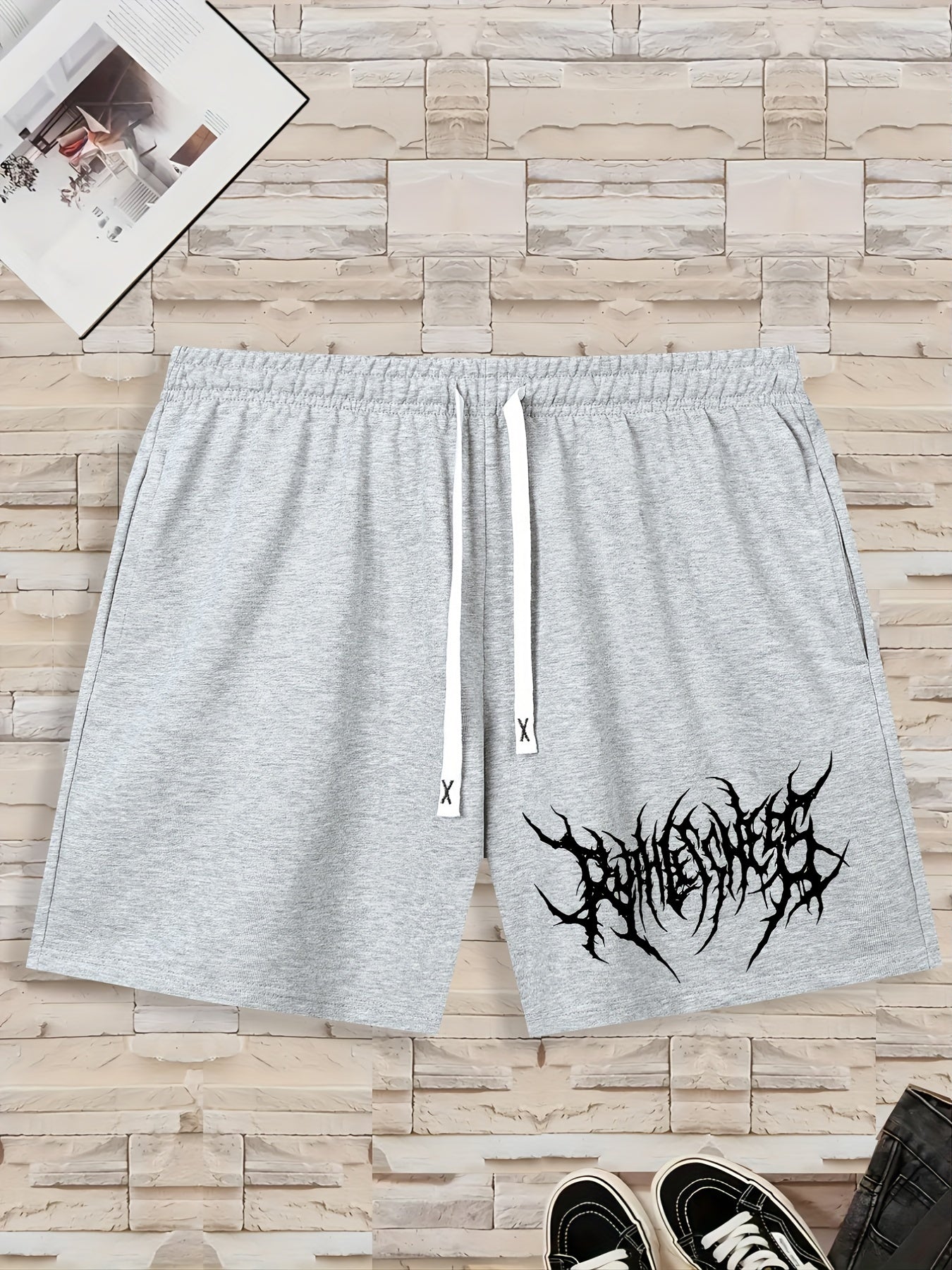 Men's Casual Solid Color Elastic Waist Drawstring Shorts for Summer