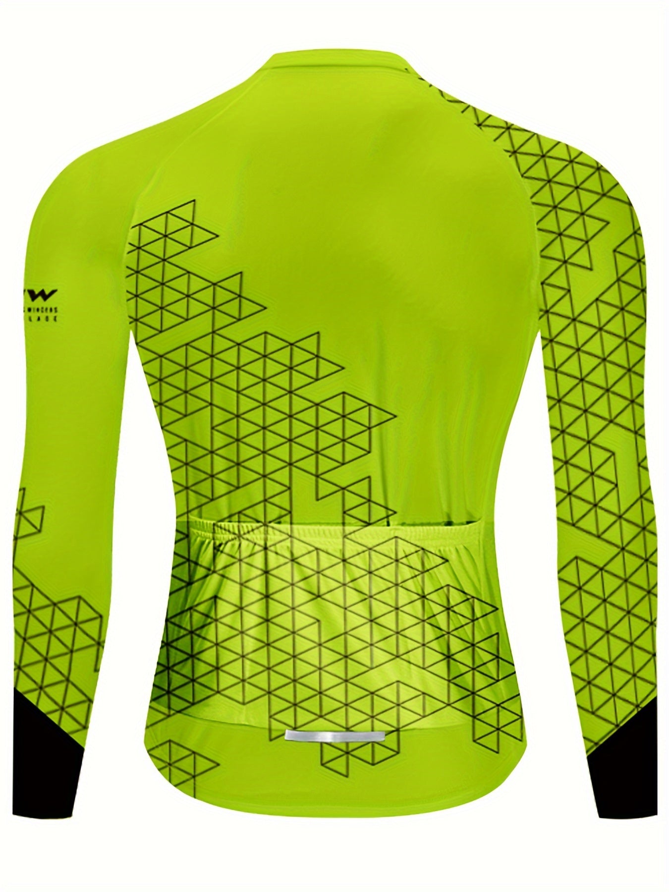 Geometric Print Men's Zip Up Long Sleeve Cycling Jersey