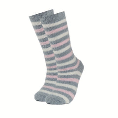 Polka Dot & Striped Fuzzy Socks Mid Tube Socks Women's Stockings