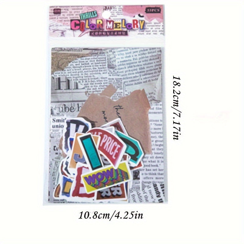 English Characters Burned DIY Material Package Stickers and Papers