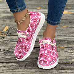 Women's Skateboard Shoes with Rugby Ball Heart Pattern Decoration