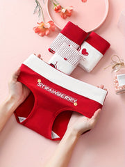 4pcs Letter & Heart Print Briefs Women's Panties