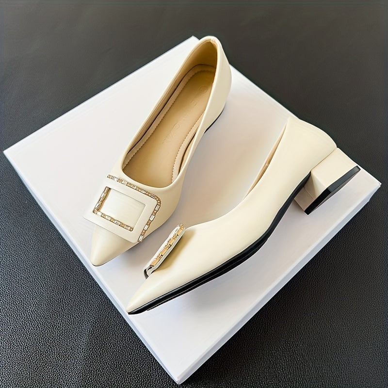 Women's Buckle Decor Slip-On Chunky Heel Shoes