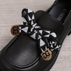 Women's Bowknot Platform Shoes Slip On Loafers British Shoes