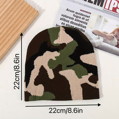 Jacquard Camouflage Knitted Hat Soft Beanie Men Women Warm Outdoor