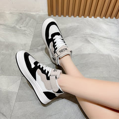 Women's Patchwork Chunky Sneakers Medium Top Sport Shoes