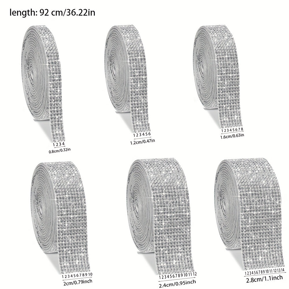 Crystal Rhinestone Strips Adhesive Diamond Ribbon Bling Sticker 2mm Rhinestone