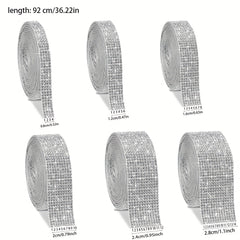 Crystal Rhinestone Strips Adhesive Diamond Ribbon Bling Sticker 2mm Rhinestone