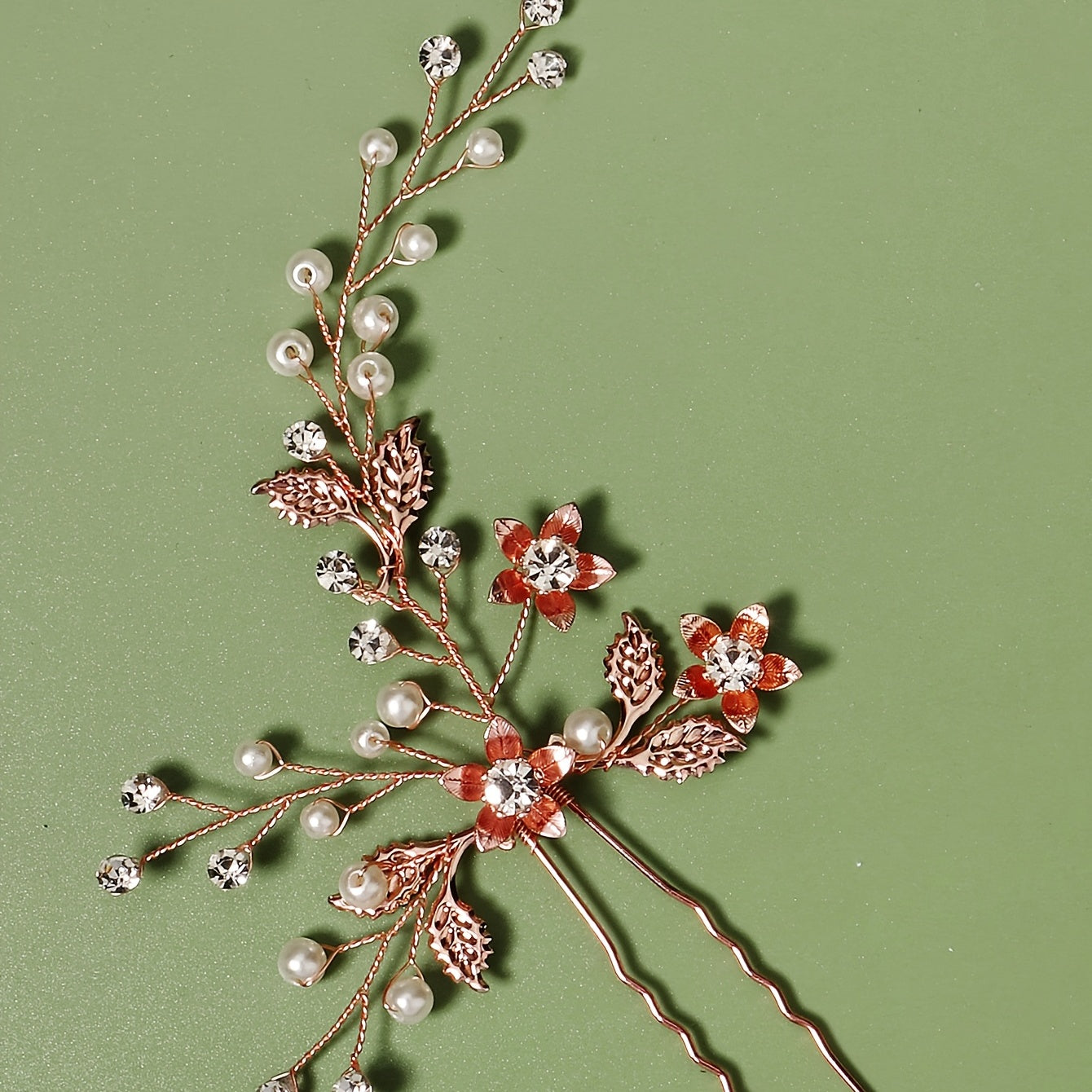 Bridal Hair Pins Flower Bride Headpieces Faux Pearls Hair Clips Crystal Wedding