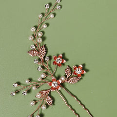Bridal Hair Pins Flower Bride Headpieces Faux Pearls Hair Clips Crystal Wedding