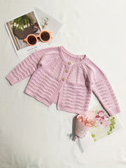 Round Neck Button Front Long Sleeve Kitted Sweater Coat