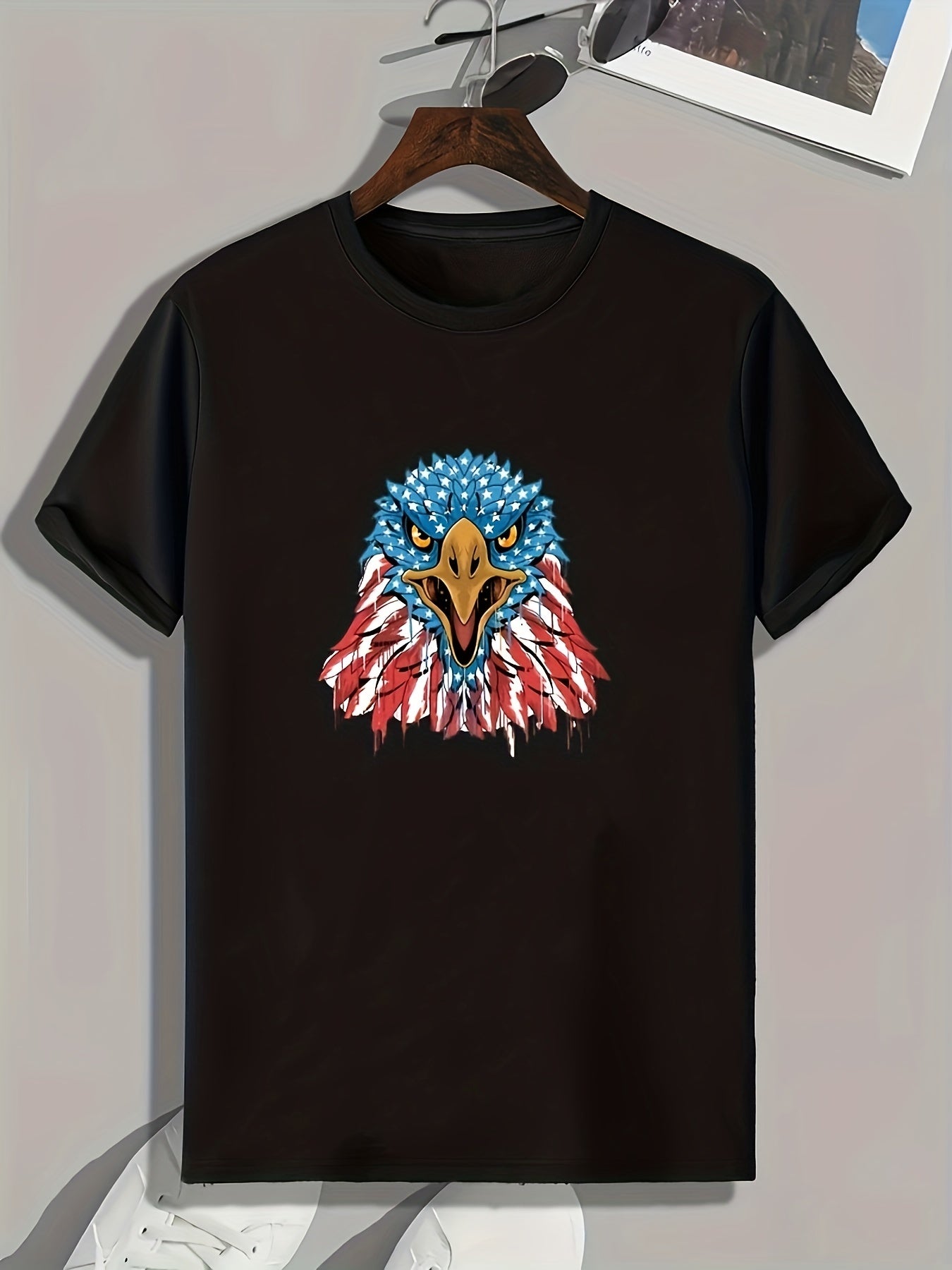Eagle Head Print Men's Graphic T-shirt for Summer