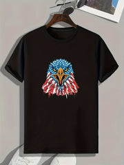 Eagle Head Print Men's Graphic T-shirt for Summer