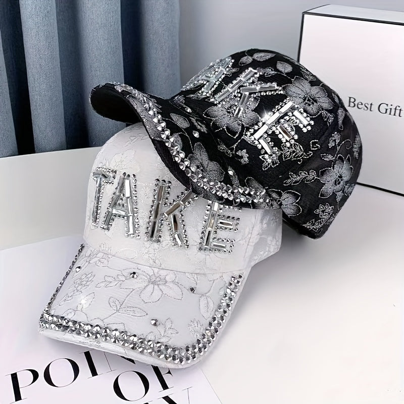 Rhinestone TAKE Baseball Cap Sunshade Hat Lace Cap