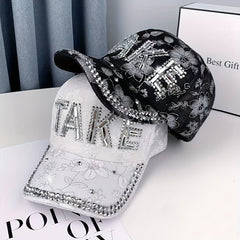 Rhinestone TAKE Baseball Cap Sunshade Hat Lace Cap